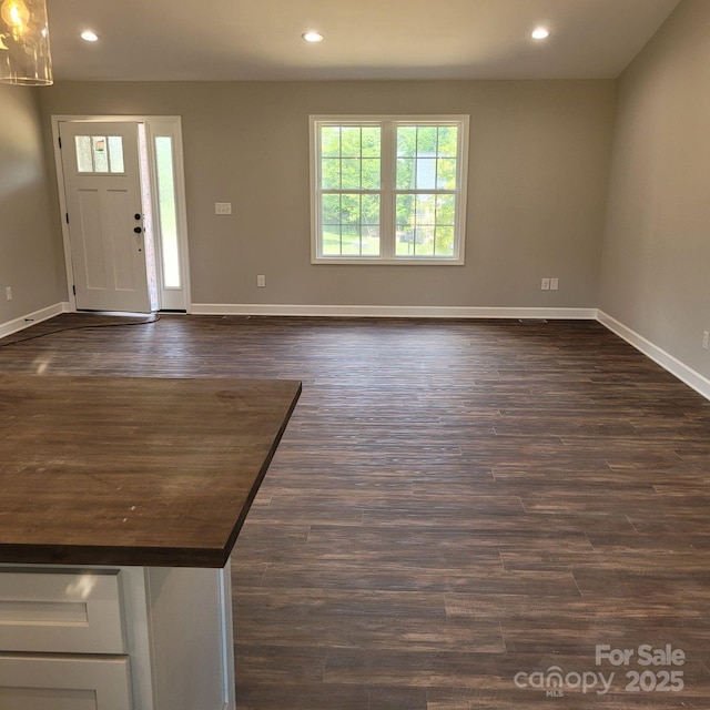 8222 Madison Ln, Hickory, NC 28602 - entryway featuring plenty of natural light, baseboards, dark wood-style flooring, and recessed lighting
