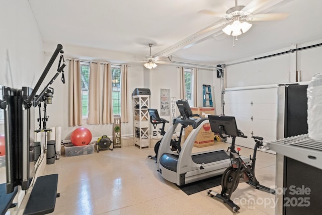 131 Sierra Woods Dr, Troutman, NC 28166 - workout area featuring a ceiling fan