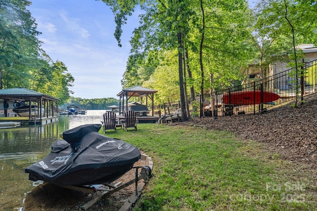 131 Sierra Woods Dr, Troutman, NC 28166 - dock area with a gazebo and a water view