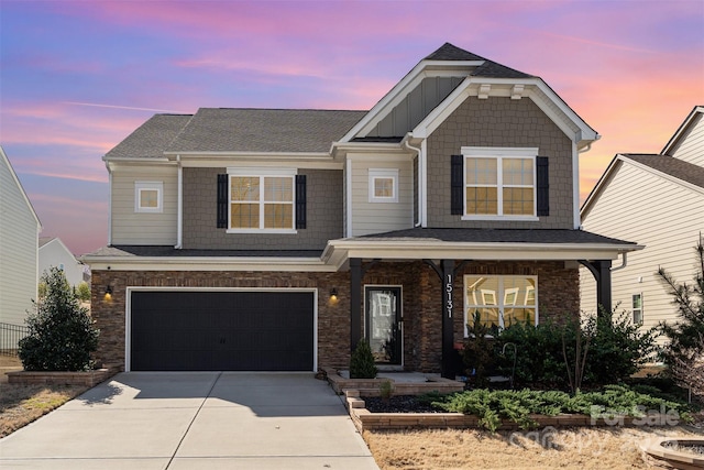 15131 Oleander Dr, Charlotte, NC 28278 - craftsman inspired home featuring a porch, concrete driveway, and an attached garage