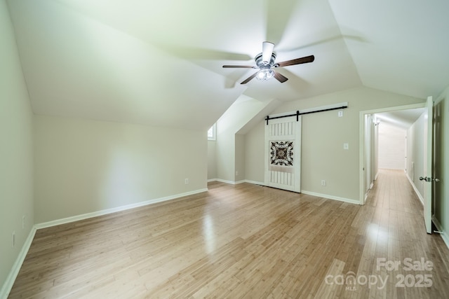 3387 Passmore Rd, Rock Hill, SC 29730 - bonus room featuring a ceiling fan, light wood-type flooring, lofted ceiling, and baseboards