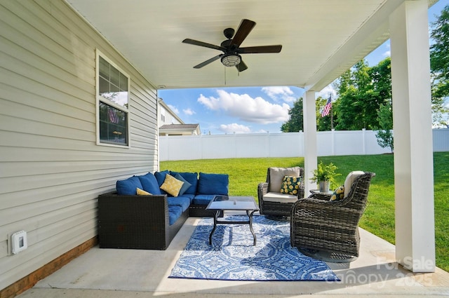 6314 Bluffton Ln, Midland, NC 28107 - view of patio / terrace with outdoor lounge area and a ceiling fan