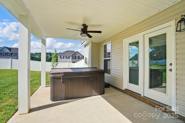 6314 Bluffton Ln, Midland, NC 28107 - view of patio with a hot tub and a ceiling fan