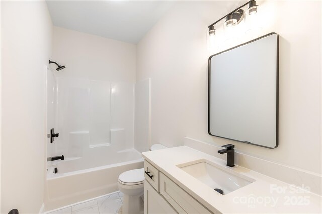 605 Stirewalt Rd, China Grove, NC 28023 - full bath with marble finish flooring, toilet, vanity, and tub / shower combination
