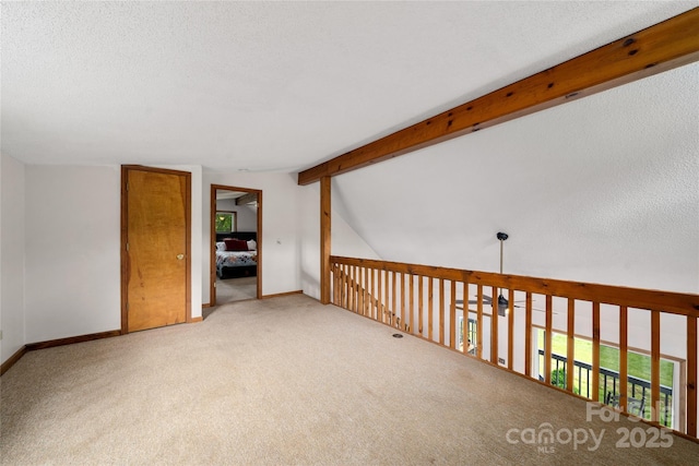 234 Snyder Farm Rd, Waynesville, NC 28786 - unfurnished room featuring carpet, baseboards, a textured ceiling, and vaulted ceiling