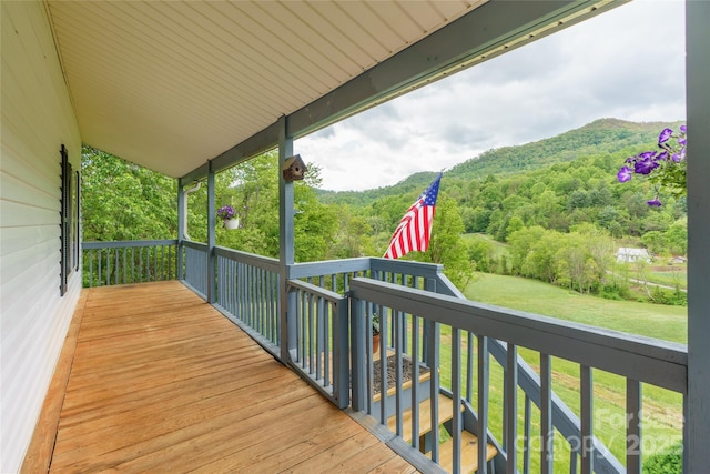 234 Snyder Farm Rd, Waynesville, NC 28786 - deck featuring a view of trees and a yard