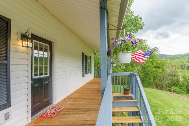 234 Snyder Farm Rd, Waynesville, NC 28786 - wooden porch featuring a lawn