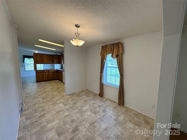 40 Mountainview Rd, Asheville, NC 28806 - unfurnished dining area featuring healthy amount of natural light, light stone finish floors, a textured ceiling, and baseboards