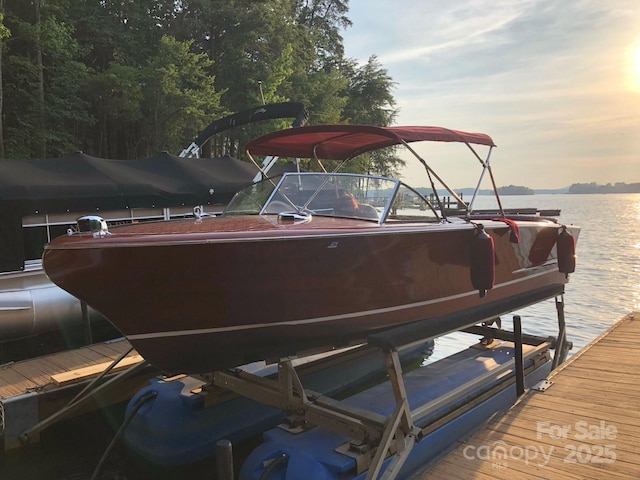 143 Jeremy Point Pl, Mooresville, NC 28117 - dock featuring boat lift and a water view