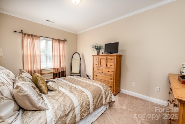 7245 Willow Brook Ct, Denver, NC 28037 - bedroom with crown molding, light carpet, and baseboards