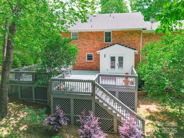 2730 Tiffany Dr, Rock Hill, SC 29732 - back of property with brick siding, a wooden deck, and stairway