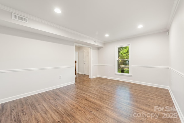 3101 Willowbrae Rd, Charlotte, NC 28226 - spare room featuring crown molding, baseboards, wood finished floors, and recessed lighting
