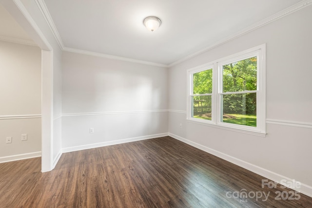 3101 Willowbrae Rd, Charlotte, NC 28226 - spare room with dark wood-style flooring, baseboards, and ornamental molding