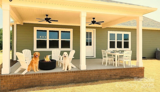 LOT101 Coppergate Dr, Salisbury, NC 28147 - view of patio with ceiling fan and a fire pit