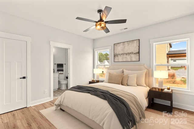 LOT101 Coppergate Dr, Salisbury, NC 28147 - bedroom with light wood-type flooring, ensuite bathroom, and ceiling fan