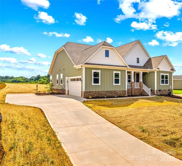 LOT101 Coppergate Dr, Salisbury, NC 28147 - craftsman-style house with board and batten siding, crawl space, a porch, and concrete driveway