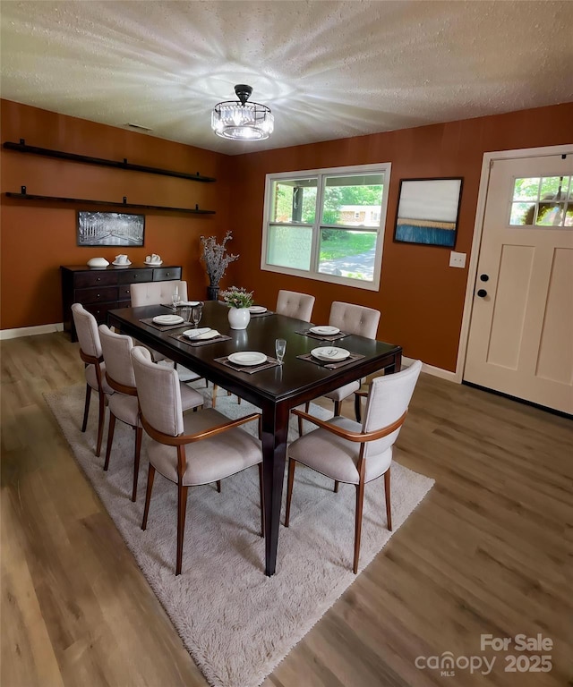 152 Mountainview St, Forest City, NC 28043 - dining space with light wood-style flooring, baseboards, plenty of natural light, and a textured ceiling