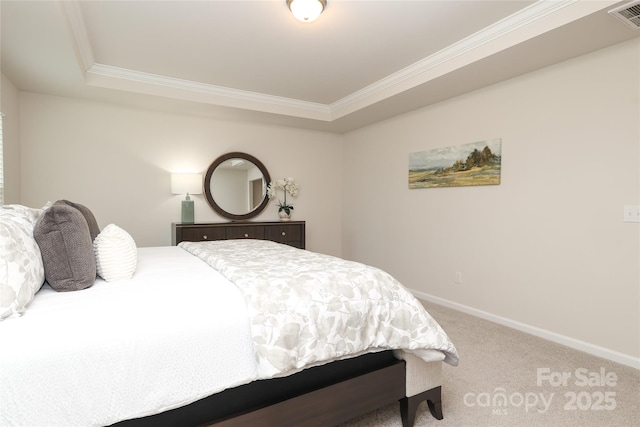 1119 Bellshill Dr, Indian Trail, NC 28079 - carpeted bedroom with ornamental molding, baseboards, and a raised ceiling