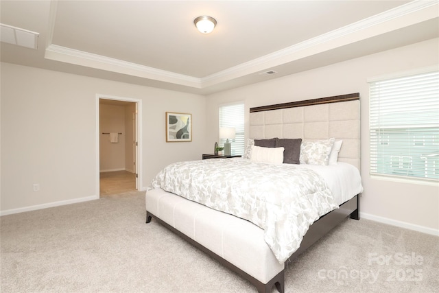 1119 Bellshill Dr, Indian Trail, NC 28079 - bedroom featuring carpet, crown molding, a raised ceiling, and baseboards