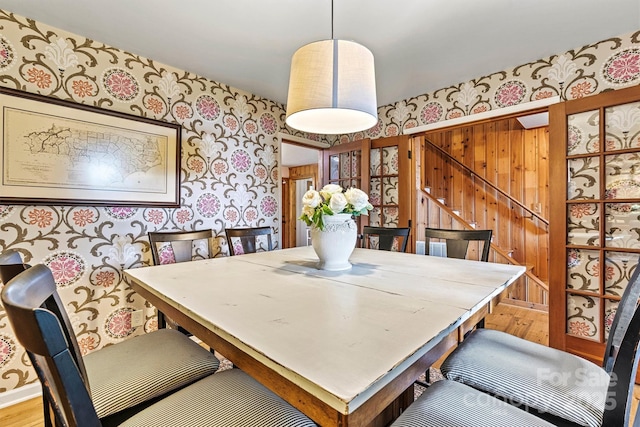 8218 Bright Water Ln, Denver, NC 28037 - dining area featuring wallpapered walls and wood finished floors
