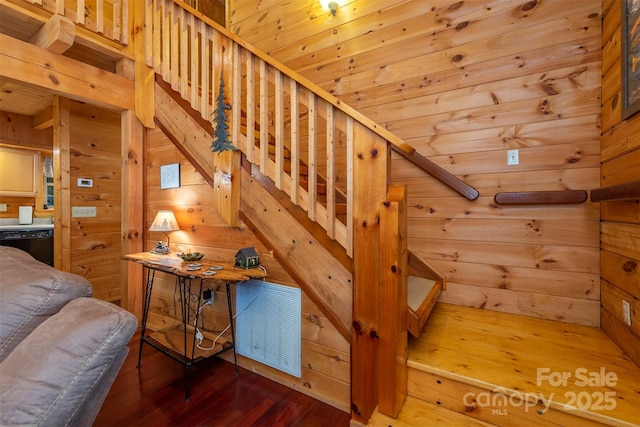 45 Ginger Ln, Waynesville, NC 28785 - staircase with wooden walls and wood finished floors