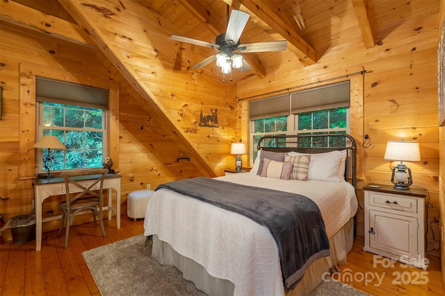 45 Ginger Ln, Waynesville, NC 28785 - bedroom with wooden walls, wooden ceiling, light wood-style flooring, and beam ceiling