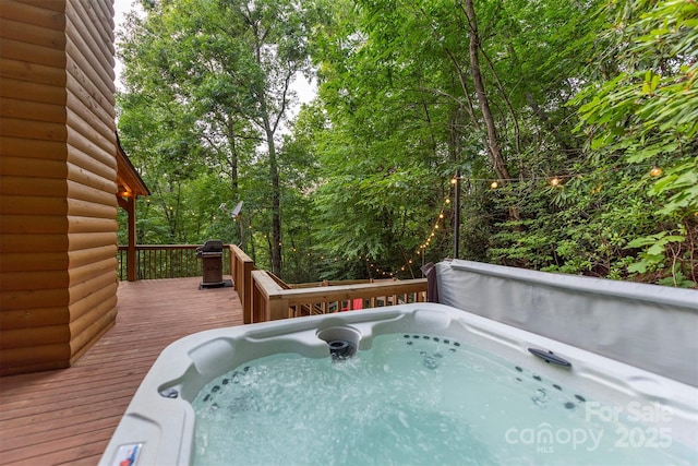 45 Ginger Ln, Waynesville, NC 28785 - view of swimming pool with a hot tub and a deck