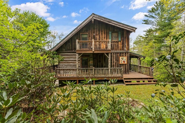 6338 W View Dr, Newland, NC 28657 - rear view of property featuring a deck and board and batten siding