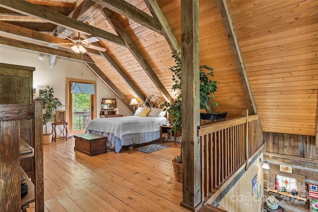 6338 W View Dr, Newland, NC 28657 - bedroom featuring wooden ceiling and hardwood / wood-style flooring