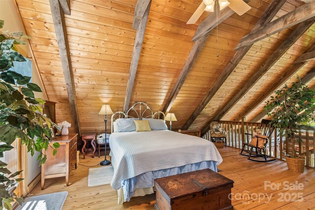 6338 W View Dr, Newland, NC 28657 - bedroom with wood ceiling and hardwood / wood-style floors