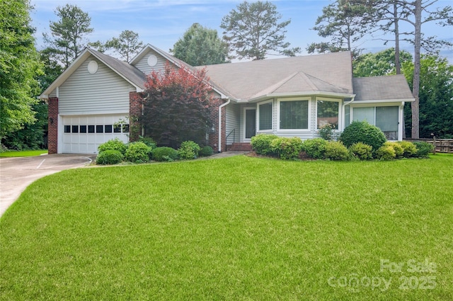 104 Gallarie Pl, Salisbury, NC 28144 - view of front facade featuring driveway, a garage, brick siding, and a front yard