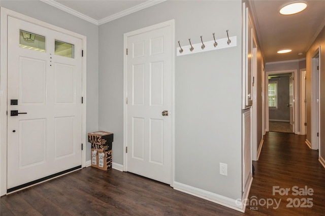 104 Gallarie Pl, Salisbury, NC 28144 - entrance foyer featuring ornamental molding, dark wood-style floors, and baseboards