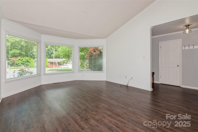 104 Gallarie Pl, Salisbury, NC 28144 - unfurnished room featuring vaulted ceiling, dark wood-type flooring, crown molding, and baseboards
