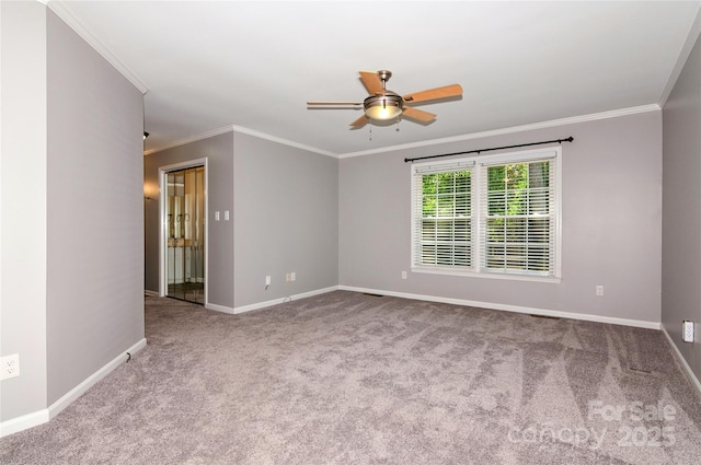 104 Gallarie Pl, Salisbury, NC 28144 - spare room with a ceiling fan, crown molding, baseboards, and carpet floors