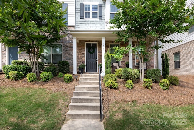 9521 Ainslie Downs St, Charlotte, NC 28273 - property entrance featuring stone siding