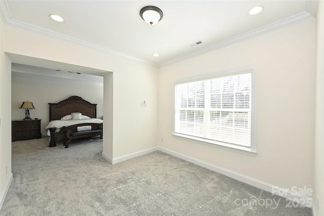 809 Brown Creek Dr, Matthews, NC 28104 - carpeted bedroom featuring ornamental molding, baseboards, and recessed lighting