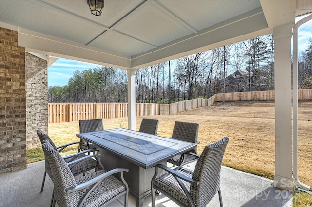 809 Brown Creek Dr, Matthews, NC 28104 - view of patio / terrace with outdoor dining space and a fenced backyard