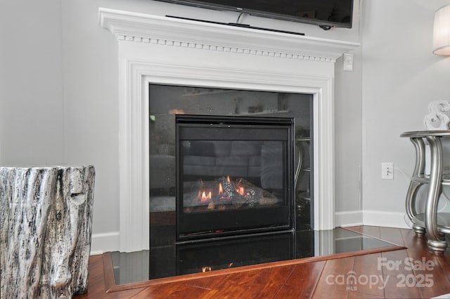 16831 Alydar Commons Ln, Charlotte, NC 28278 - detailed view of baseboards and a glass covered fireplace