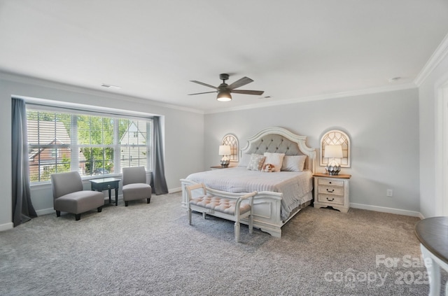 16831 Alydar Commons Ln, Charlotte, NC 28278 - carpeted bedroom featuring ornamental molding and ceiling fan