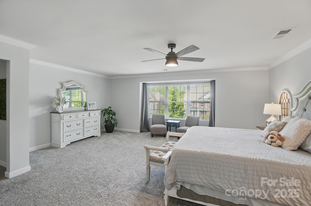 16831 Alydar Commons Ln, Charlotte, NC 28278 - carpeted bedroom featuring crown molding and a ceiling fan