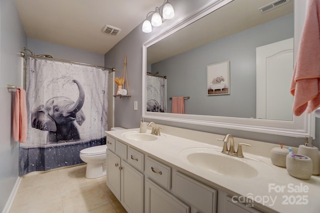 16831 Alydar Commons Ln, Charlotte, NC 28278 - full bathroom featuring double vanity, tile patterned floors, and shower / bath combo with shower curtain