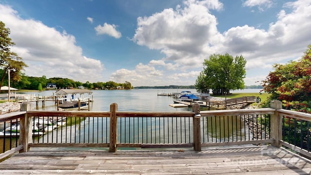 4516 Kiser Island Rd Unit 1, Terrell, NC 28682 - deck with a water view, a boat dock, and boat lift