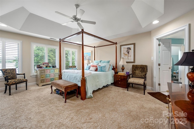 21216 Norman Shores Dr, Cornelius, NC 28031 - carpeted bedroom with recessed lighting, baseboards, and a ceiling fan
