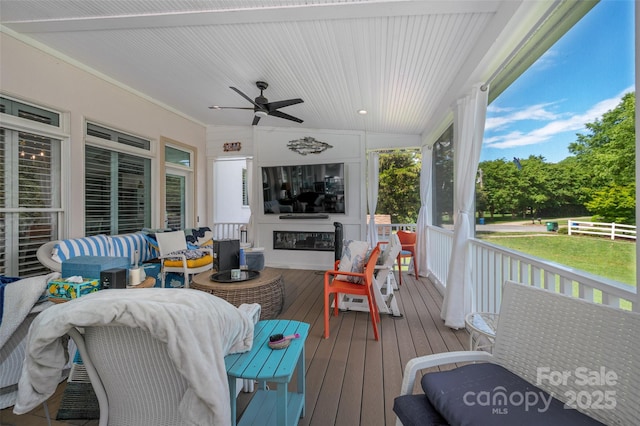 21216 Norman Shores Dr, Cornelius, NC 28031 - wooden deck featuring ceiling fan