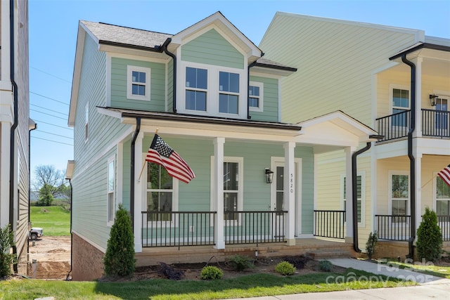 view of front facade featuring covered porch