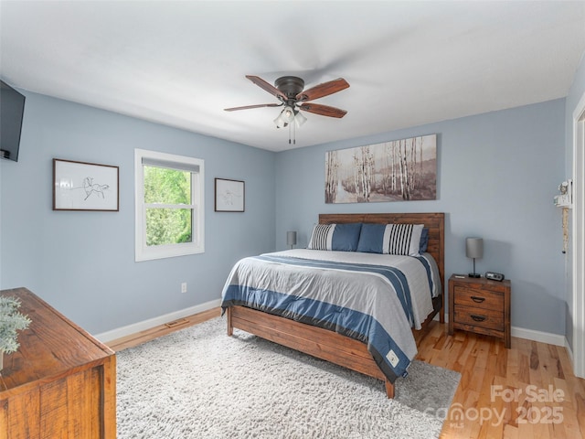 14 Bellewood Dr, Maggie Valley, NC 28751 - bedroom featuring light wood-style floors, baseboards, and ceiling fan