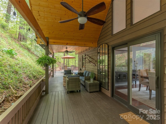 14 Bellewood Dr, Maggie Valley, NC 28751 - wooden terrace with ceiling fan