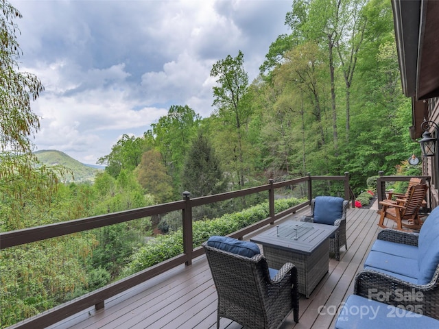 14 Bellewood Dr, Maggie Valley, NC 28751 - wooden terrace featuring a forest view