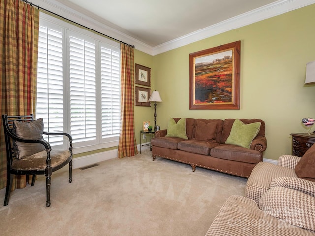 7040 Edenderry Dr, Charlotte, NC 28270 - living area with baseboards, crown molding, and carpet floors
