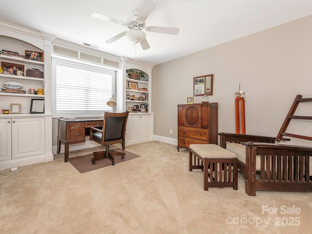 7040 Edenderry Dr, Charlotte, NC 28270 - office area with ceiling fan and light carpet